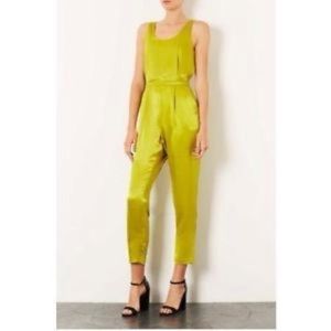 NWOT Topshop Lime Green Silk Jumpsuit